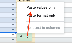 paste values only